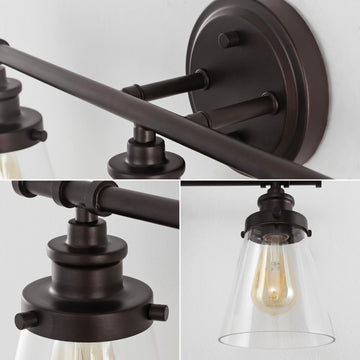 Hollis 23.75" 3-Light Traditional Farmhouse Vanity Light with Bathroom Hardware Accessory Set - JONATHAN Y